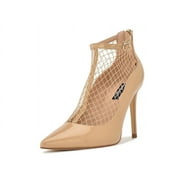 Fishnet Light Natural Patent Pointy Toe Stiletto Heel Ankle Strap Pump (Light Natural Patent, 7)